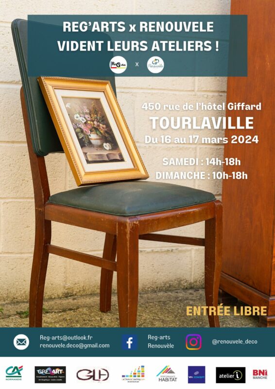 Ce week-end, les 16 et 17 mars 2024: Valérie Francisque au Vide Atelier d’Artistes Peintres et meubles Renouvèle à Cherbourg